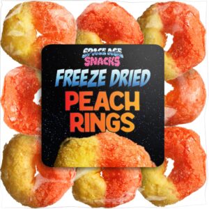 freeze dried peach rings - premium freeze dried candy shipped in a box for extra protection with new reinforced bag - space age snacks freeze dry candy (3 ounces)