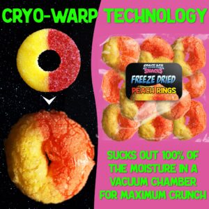 Freeze Dried Peach Rings - Premium Freeze Dried Candy Shipped in a Box for Extra Protection with New Reinforced Bag - Space Age Snacks Freeze Dry Candy (3 Ounces)