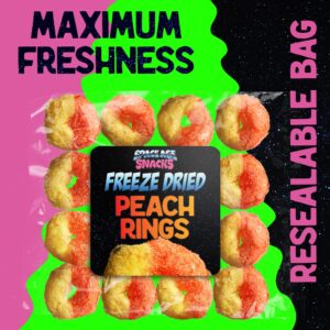 Freeze Dried Peach Rings - Premium Freeze Dried Candy Shipped in a Box for Extra Protection with New Reinforced Bag - Space Age Snacks Freeze Dry Candy (3 Ounces)