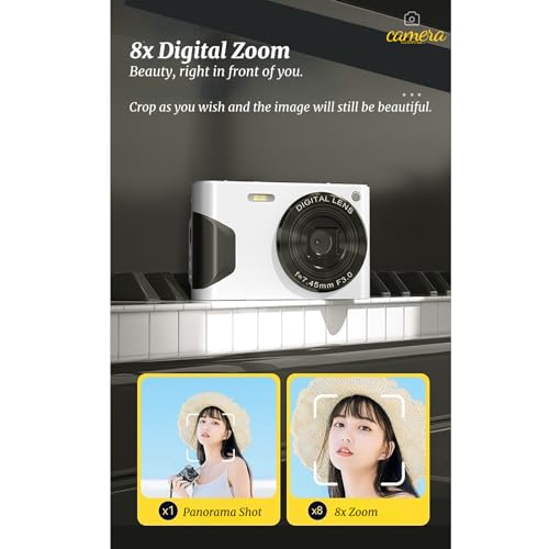 Digital Camera, 1080P 30MP 8X Zoom Photography Digital Camera Built in Fill Light, 2.7 in LCD Screen, Easy to Use Pocket Camera for Recording The Good Moments of Life