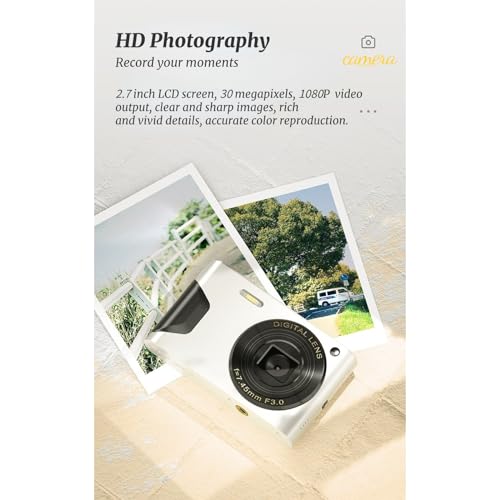 Digital Camera, 1080P 30MP 8X Zoom Photography Digital Camera Built in Fill Light, 2.7 in LCD Screen, Easy to Use Pocket Camera for Recording The Good Moments of Life