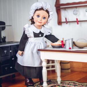 THE QUEEN'S TREASURES 18 in Doll Clothes and Accessories, 5 PC Kitchen Maid Uniform with Dress, Cap, Apron, Pantaloons. Includes Boots. Fits American Girl Dolls. Doll NOT Included