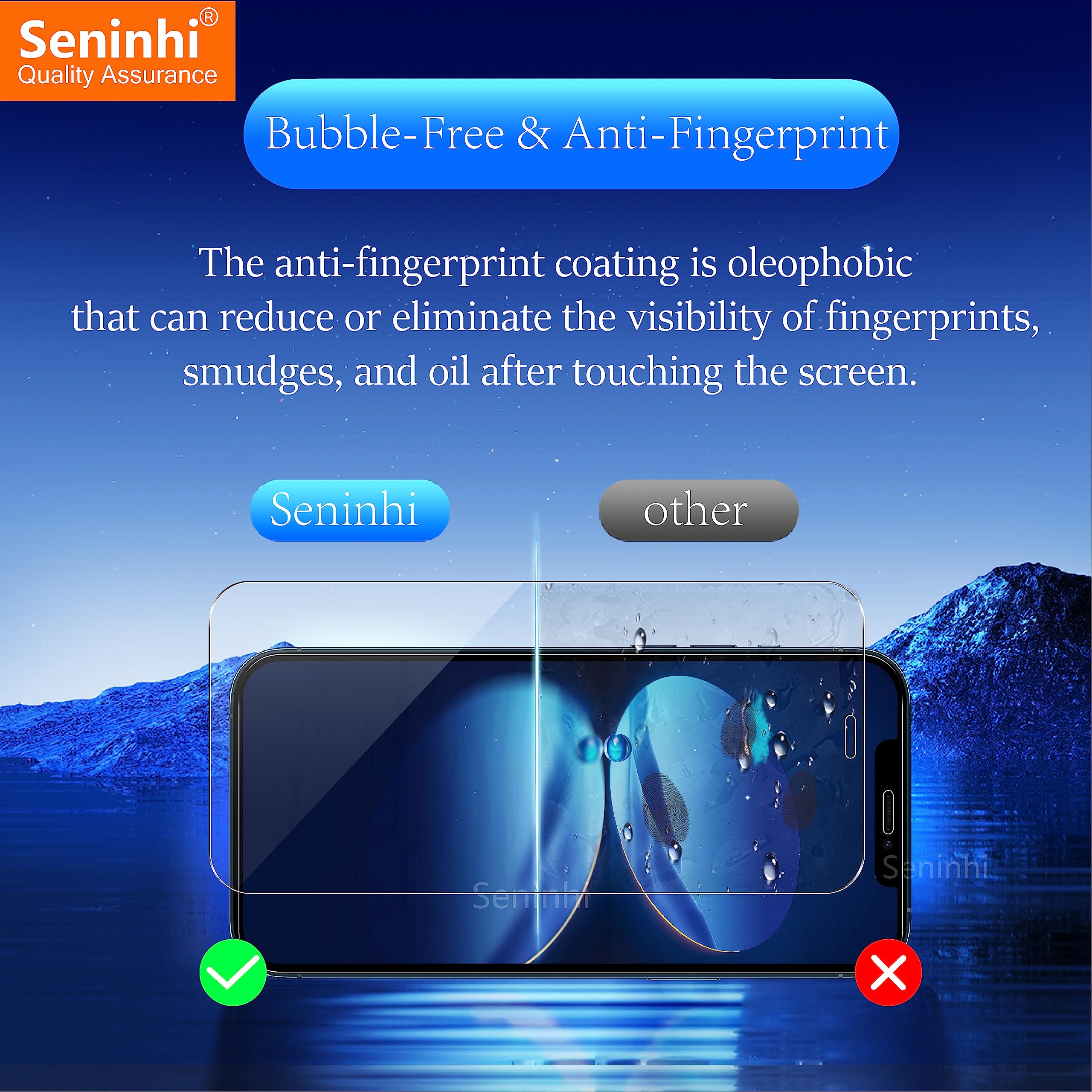 seninhi [3+3Pack] for iphone 12 (6.1inch) Screen Protector 3Pack + Camera Lens Protector 3Pack, Tempered Glass Screen Protector [With Easy Installation Frame] [9H Hardness] [Anti-Scratch] [Bubble