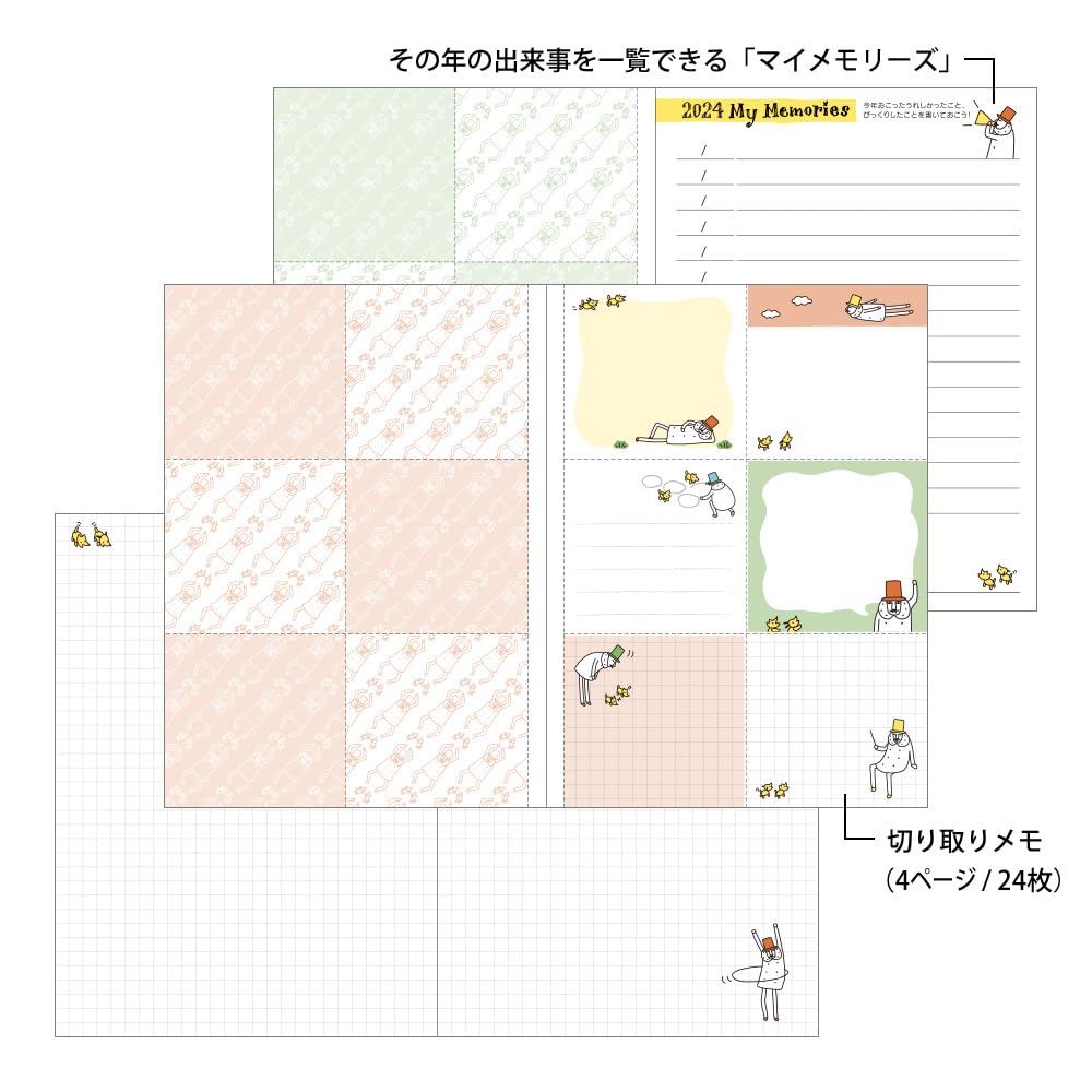 Midori Pocket Diary 22251006 Weekly Planner, 2024, A6, Clover Pattern, Starts January 2024 (Uncle Pattern (Monthly))