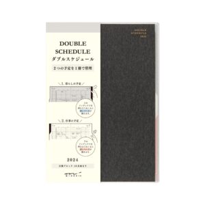midori 22262006 double schedule notebook, 2024, b6, monthly, black (starts october 2023) (black)