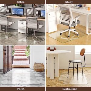 Antok Glass Chair Mat for Carpet, 36“x36” Tempered Glass Floor Mat for Office Chair on Carpet, 1/5" Thick Clear Computer Floor Mat for Rolling Chairs with 4 Anti-Slip Pads