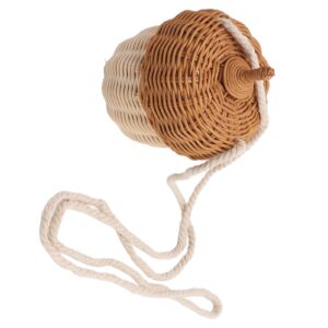 Kids Rattan Storage Basket, Rattan Storage Basket Bag Hand Made Interesting Exquisite Decorative Acorn Shaped for Boys for Outdoor (Small Shoulder Bag)