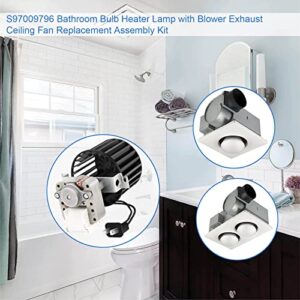 𝙐𝙥𝙜𝙧𝙖𝙙𝙚𝙙 S97009796 Bathroom Exhaust Fan Motor Blower Assembly Replacement for Broan Nutone Bulb Ceiling Heater 162-E、G、J、K、L、M and 164-E、G、J、K、L、M