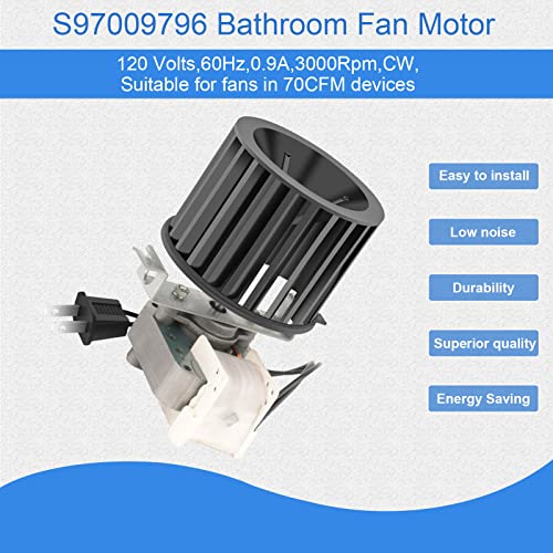 𝙐𝙥𝙜𝙧𝙖𝙙𝙚𝙙 S97009796 Bathroom Exhaust Fan Motor Blower Assembly Replacement for Broan Nutone Bulb Ceiling Heater 162-E、G、J、K、L、M and 164-E、G、J、K、L、M
