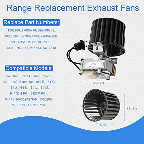 𝙐𝙥𝙜𝙧𝙖𝙙𝙚𝙙 S97009796 Bathroom Exhaust Fan Motor Blower Assembly Replacement for Broan Nutone Bulb Ceiling Heater 162-E、G、J、K、L、M and 164-E、G、J、K、L、M