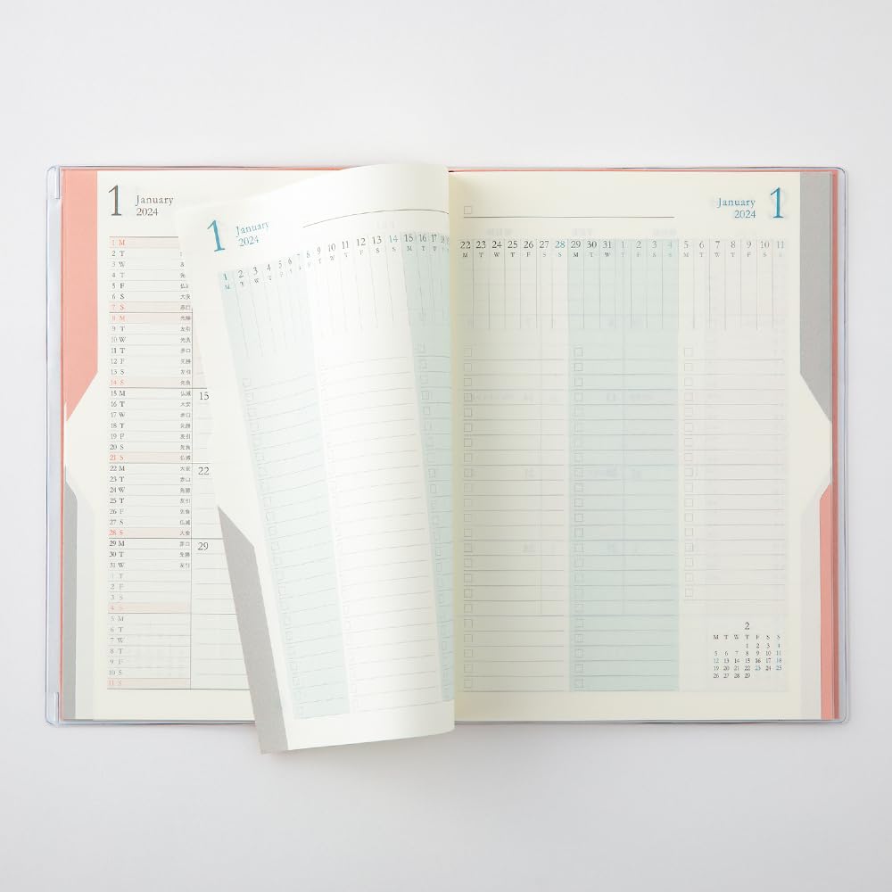 Midori 22268006 ToDo Double Schedule Planner, 2024, B6, Monthly Planner, Orange (Starts October 2023) (orange)