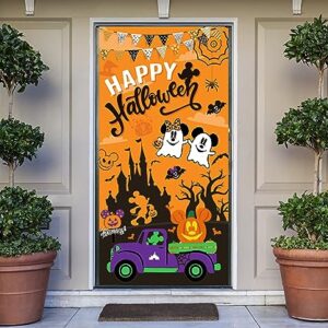 Halloween Door Banner Decorations, 35.4 Inches*70.8 Inches Happy Halloween Large Door Cover Decor, Cartoon Themed Halloween Window and Wall Cover Indoor Outdoor Decoration