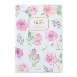 midori pocket diary 22256006 weekly planner, 2024, b6, cat pattern, starts january 2024 (country time floral pattern)