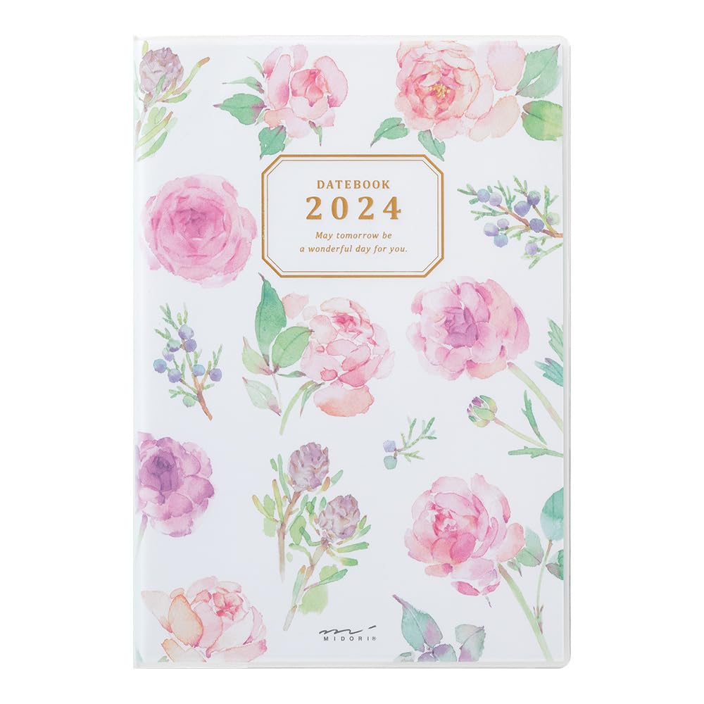 Midori Pocket Diary 22256006 Weekly Planner, 2024, B6, Cat Pattern, Starts January 2024 (country time floral pattern)