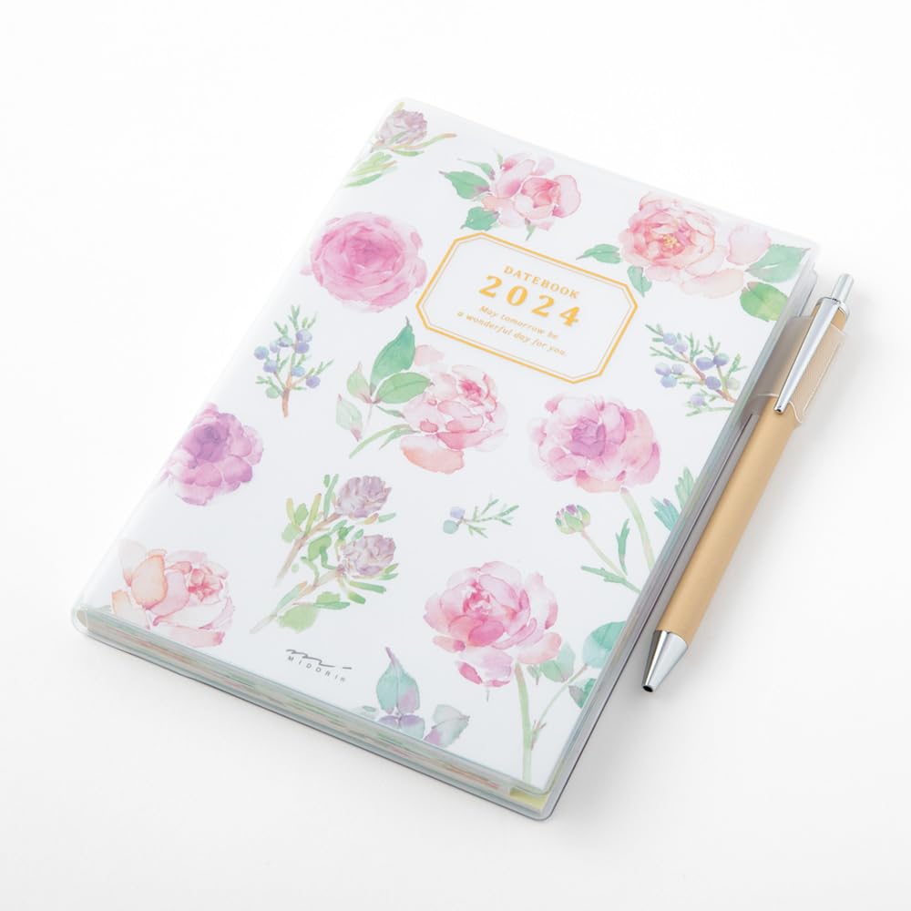 Midori Pocket Diary 22256006 Weekly Planner, 2024, B6, Cat Pattern, Starts January 2024 (country time floral pattern)