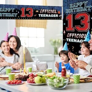 Happy 13th Birthday Decoration Set, Official Teenager 13 Birthday Backdrop Banner for Boys Girls, Thirteenth Birthday Party Yard Sign 13 Year Old Photo Booth Props Poster, Sturdy, Fabric, PHXEY