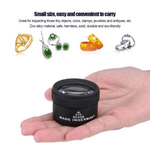 Lwuey 30X Optics Magnifying Loupes, Jewelry Loupe Microscope Pocket Glass Magnifier Portable Handheld Eye Loop Dome Desktop Seniors Reading Lens for Watch Repair Coins Stamps Scope Map Newspapers