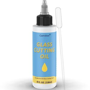 glass cutting oil with precision application top, suitable for an array of glass cutter and glass cutting tools, 4 oz premium glass cutting oil for glass cutters/tiles/mirrors/mosaic - by camdios