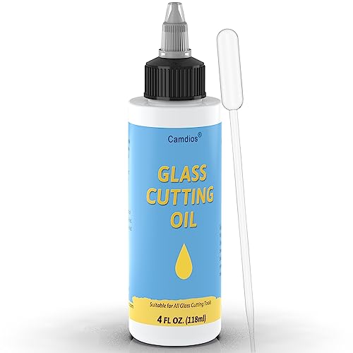 Glass Cutting Oil with Precision Application Top, Suitable for an Array of Glass Cutter and Glass Cutting Tools, 4 oz Premium Glass Cutting Oil for Glass Cutters/Tiles/Mirrors/Mosaic - by Camdios