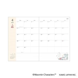 Kamio Japan Moomin Notebook, 2024 B6 Monthly Moomin House 302803 (Begins October 2023)
