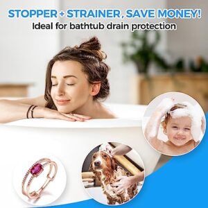 zaa Drain Hair Catcher 2in1 Bathtub Stopper with Pop-up Bathtub Drain Plug Anti-Clogged Universal Tub Stopper Cover with Detachable Filter, 304 Stainless Steel & Brass for 1.46-2" W Hole