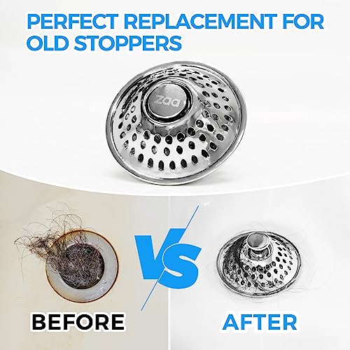 zaa Drain Hair Catcher 2in1 Bathtub Stopper with Pop-up Bathtub Drain Plug Anti-Clogged Universal Tub Stopper Cover with Detachable Filter, 304 Stainless Steel & Brass for 1.46-2" W Hole