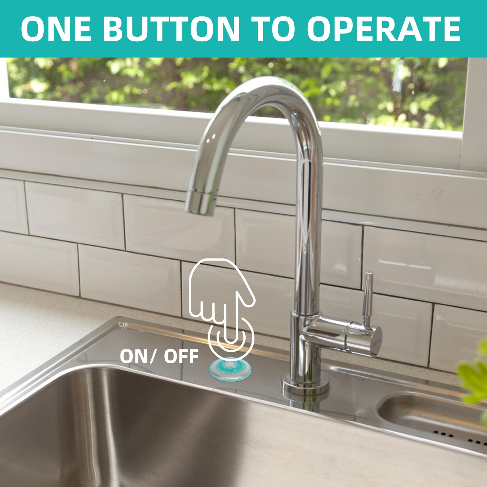Garbage Disposal Button Air Switch: Sink Top One-Push Button for Disposer with Aluminum Alloy Power Module Brushed Nickel Stainless Steel Switch Kit Long 2.5" Fit with Food Waste Disposals up to 2.5HP