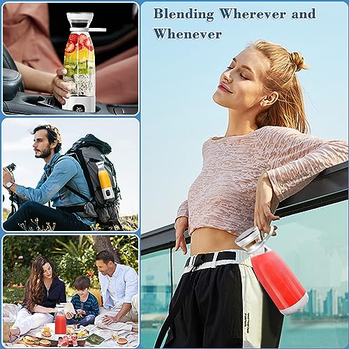 Leegoal Portable Blender, 300W Personal Blender for Shakes and Smoothies High Speed Ice Blender for Kitchen 6000mAh Cordless Travel Mini Blender Bravo 20oz Cup to go (White, Travel Kit)