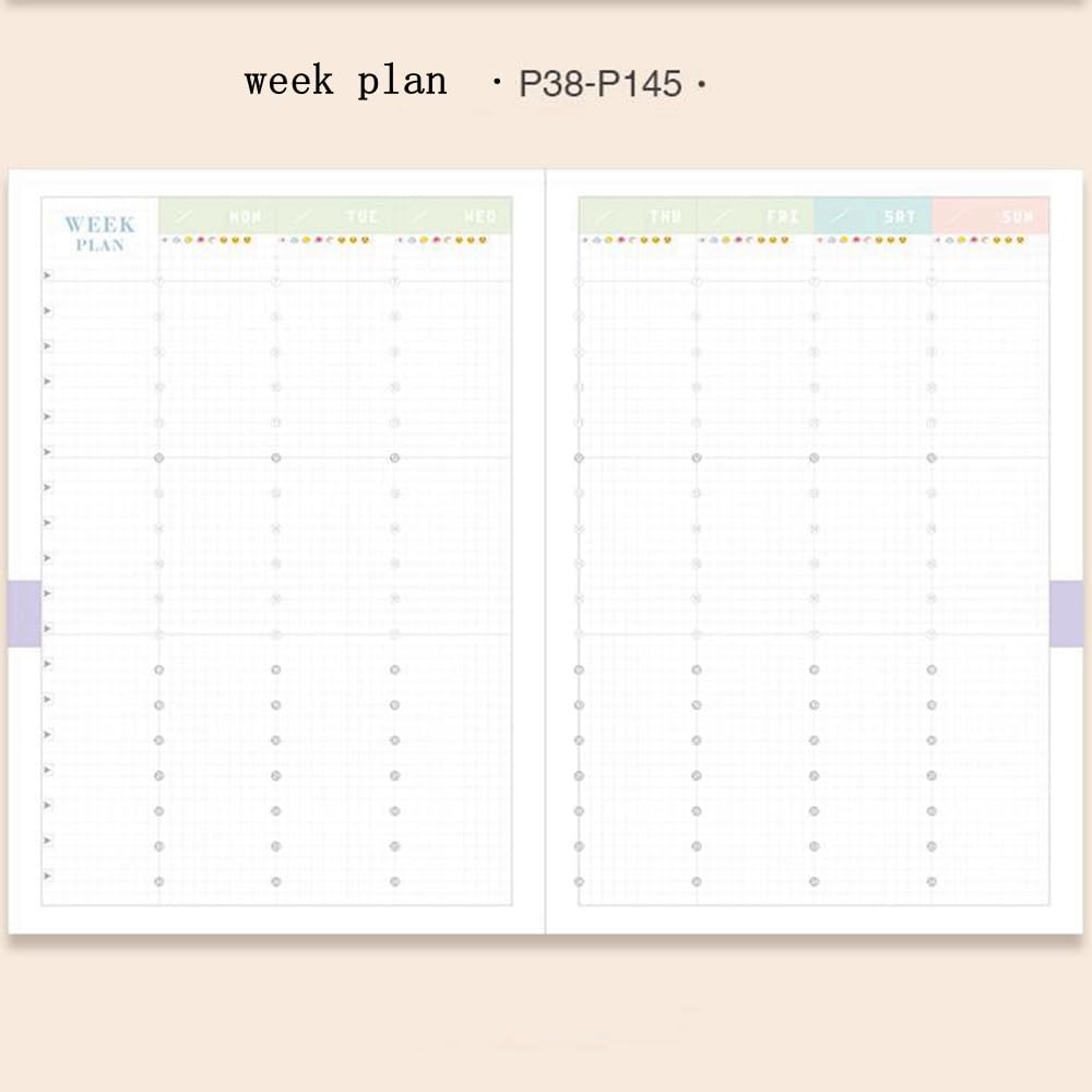 B6 Undated Monthly Weekly Planner Inner Core Time Management Weekly Schedule Book for Full Year Timeline Agenda Notebook Refill Paper (B6 inner core)