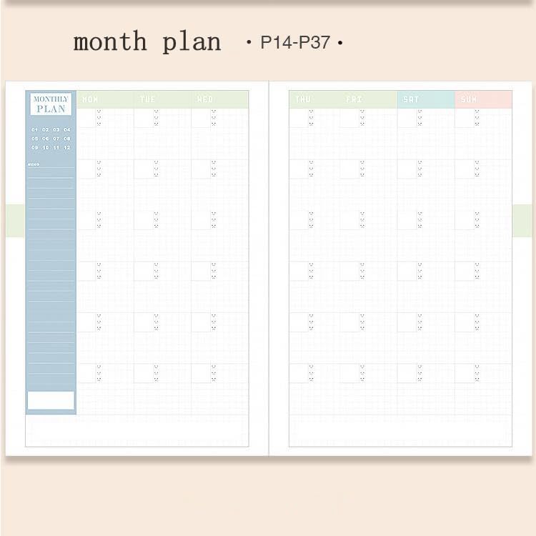 B6 Undated Monthly Weekly Planner Inner Core Time Management Weekly Schedule Book for Full Year Timeline Agenda Notebook Refill Paper (B6 inner core)