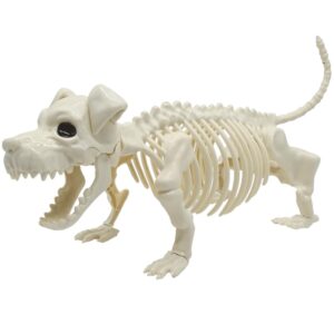 dinesil halloween decoration skeleton dog, skeleton animal plastic puppy with posable joints for halloween outdoor indoor decoration, haunted house spooky scene party favors decor