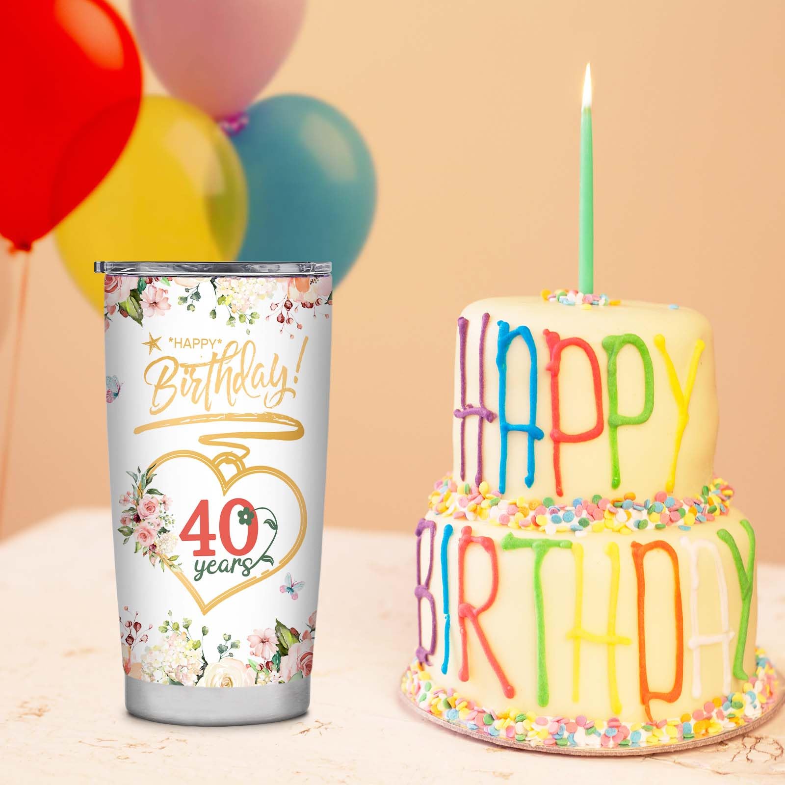 Grawmise 40th Birthday Gifts for Women - 40 & Fabulous Tumbler - 40 Years Old Birthday Gifts Idea for Women - Gifts for Women Besties Friends Sister Coworker Mom Wife Her Turning 40（20oz）