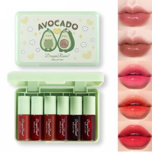 6-color korean lip tint set - watery, velvet matte lipsticks for lips and cheeks - long-lasting, non-stick, shimmery