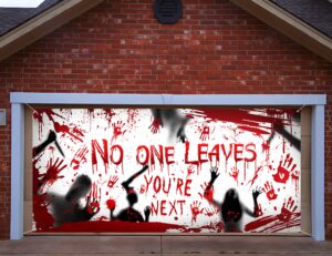 halloween decorations garage door cover: scary bloody horror backdrop outdoor party decor