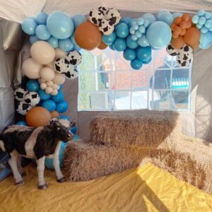 158 PCS Blue Cow Balloons Arch Garland Kit Cow Party Decorations for Baby Shower Birthday Farm Western Cowboy Theme Party Supplies Decorations