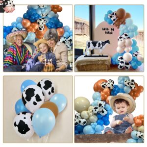 158 PCS Blue Cow Balloons Arch Garland Kit Cow Party Decorations for Baby Shower Birthday Farm Western Cowboy Theme Party Supplies Decorations