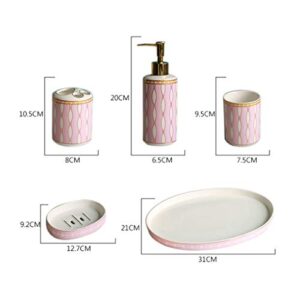 Soap Dispenser 6-Piece Household Items Ceramic Accessories Set Including Soap Dispenser Toothbrush Holder Mug Soap Dish and Practical Tray Luxury Home Decoration Gift Soap Dispenser (Green B)