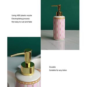 Soap Dispenser 6-Piece Household Items Ceramic Accessories Set Including Soap Dispenser Toothbrush Holder Mug Soap Dish and Practical Tray Luxury Home Decoration Gift Soap Dispenser (Green B)