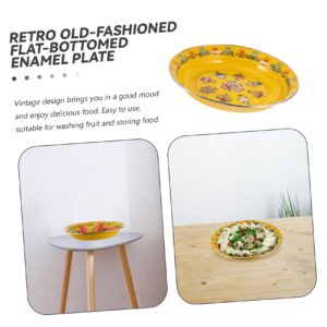 UPKOCH Old Enamel Fruit Plate steak plate enamel dessert plate camping dishes Enamelware enamel dessert dish food storage tray Food Storage Plate seafoam thick soup basin Accessories flat