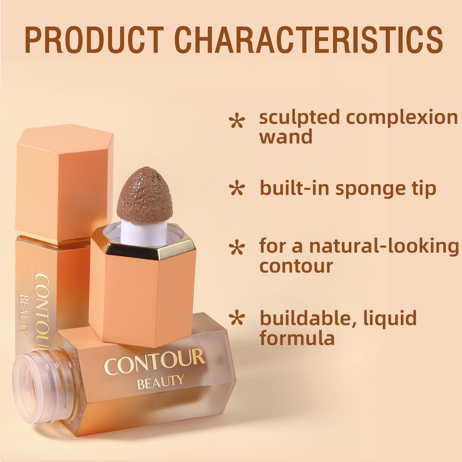 HOSAILY Liquid Contour Stick, Soft Cream Contour Makeup, Liquid Bronzer Face Concealer Matte Contouring with Cushion Applicator, Long Lasting Silky Face Contour Cream Bronzer Contouring Makeup (101)