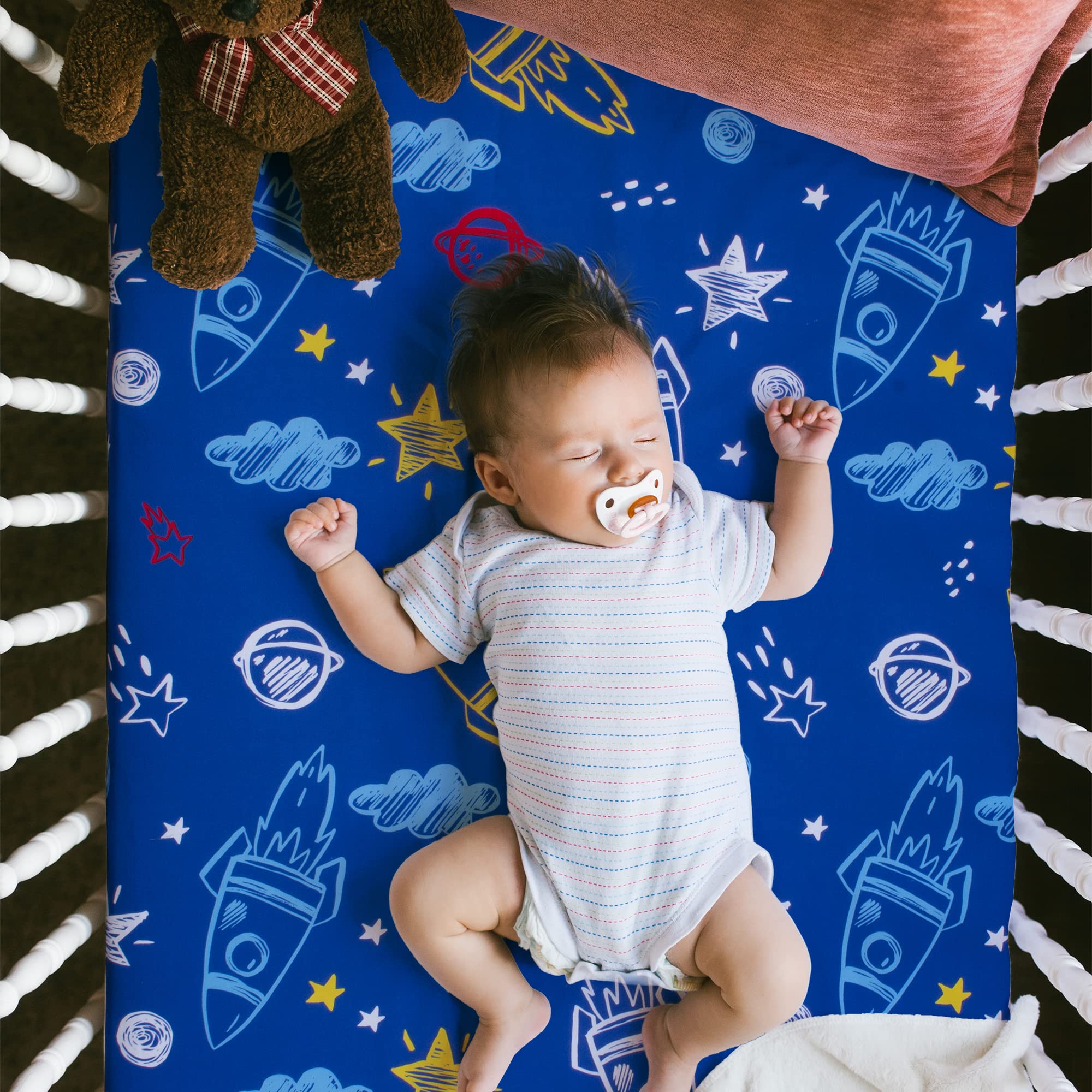 UOMNY Toddler Bedding - Kids Pillowcase for Children Bedding - Fitted Crib Sheet Standard Size Nursery Bedding Sheet(Blue Dinosaur)