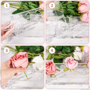 uyoyous Clear Acrylic Flower Vase Rectangular Floral Centerpiece 24 Inch Long Modern Vase for Home Wedding Dining Party Table Decor (24 Holes)