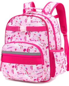 lynxcher toddler girl backpack preschool kindergarten kids backpack bookbag elementary school girls gifts small toddler backpcak 5 6 stocking stuffers for kids girls (pink unicorn,12l for 5-8 years)