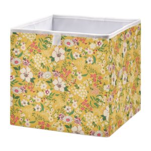 kigai colorful flowers1 rectangular storage bins - 16x11x7 in large foldable storage basket fabric storage baskes organizer for toys, books, shelves, closet, home decor