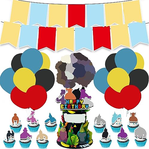 93 PCS Gorilla Party Banners Supplies for Birthday Party Cake Toppers and Invitation Cards Balloons Decorations