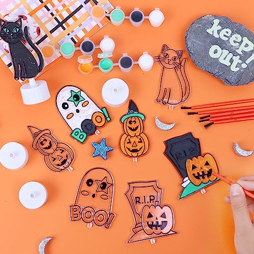 Suncatchers for Kids to Paint,Halloween Decorations DIY Led Light Up Suncatchers,Halloween Classroom Prizes,Halloween Crafts for Kids, Ages 4,5,6,7,8,9