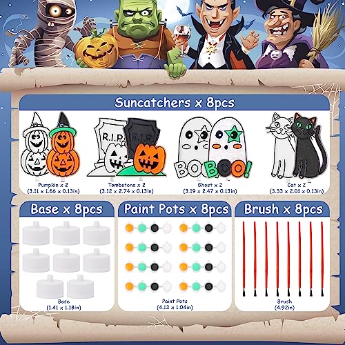 Suncatchers for Kids to Paint,Halloween Decorations DIY Led Light Up Suncatchers,Halloween Classroom Prizes,Halloween Crafts for Kids, Ages 4,5,6,7,8,9