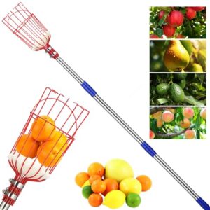 fruit picker, 10ft long handle fruit picker with basket, fruit catcher tool for apple mango pear orange avocado lemon citrus tree picker