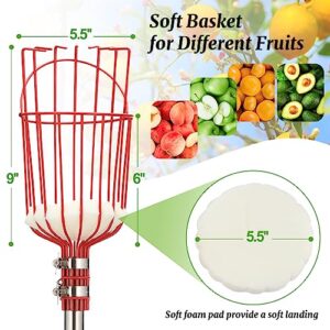 Fruit Picker, 10FT Long Handle Fruit Picker with Basket, Fruit Catcher Tool for Apple Mango Pear Orange Avocado Lemon Citrus Tree Picker