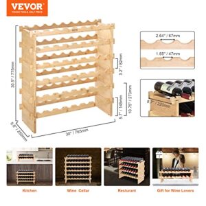 VEVOR 48 Bottle Stackable Modular Wine Rack, 6-Tier Solid Bamboo Wood Storage Racks, Floor Freestanding Wines Holder Display Shelf, Wobble-Free Shelves for Kitchen, Bar, and Cellar (Natural Color)